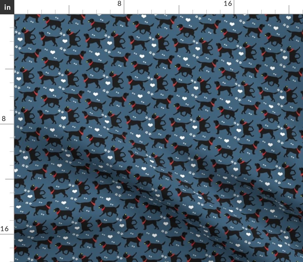 Spoonflower Fabric - Black Smaller Print Blue Lab Labrador Retrievers Dogs Playing Printed on Petal Signature Cotton Fabric by The Yard - Sewing Quilting Apparel Crafts Decor