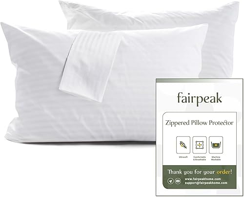 Paquete de 2 protectores de almohada de tamaño estándar con cremallera, fundas de almohada, fundas de almohada, calidad de hotel de lujo, color