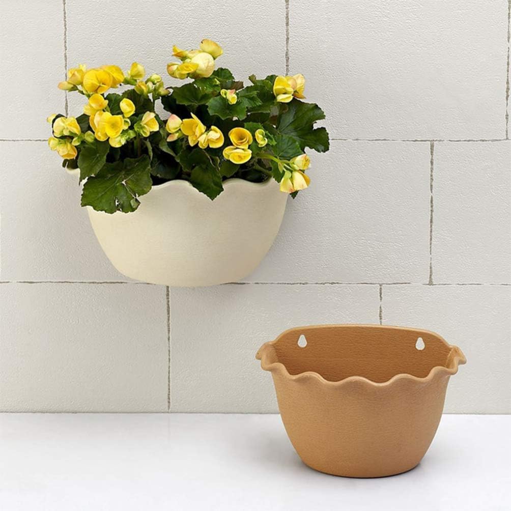 Happyyami Outdoor Hanging Planters Basket Balcony Fence Wall Planters Plastic Flower Pot Plants Holder Hanger Plastic Wall for Balcony Fence Hanging Flower Pots Indoor