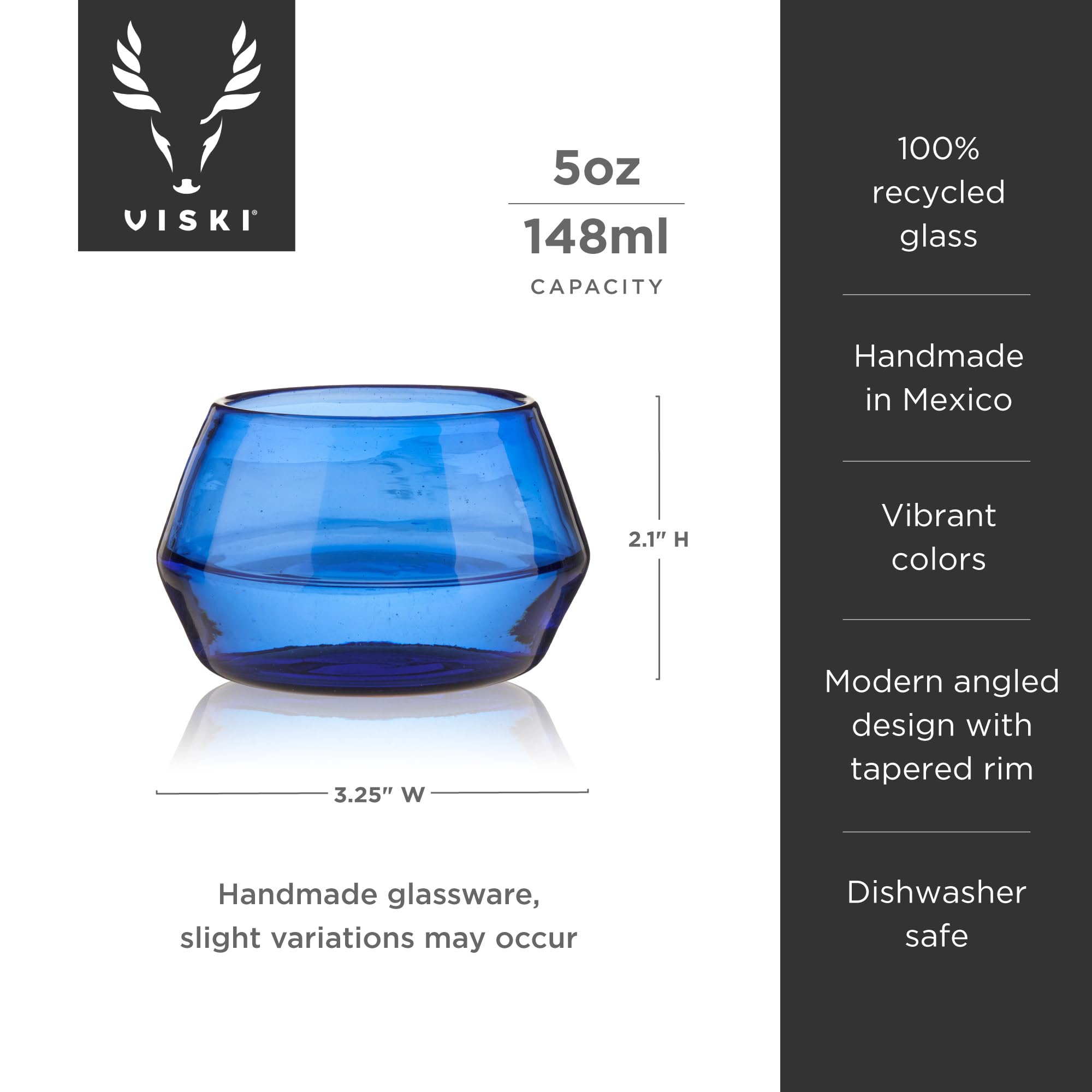 Viski Degustacja, meksykańskie szkło z recyklingu, Copita Tequila, szklanki Mezcal 140 ml kobaltowy niebieski zestaw 1 szt