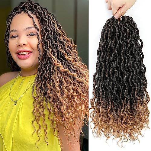 Goddess Locs Crochet Hair 14 Inch 6 Packs Faux Locs for Black Women, 1B/27
