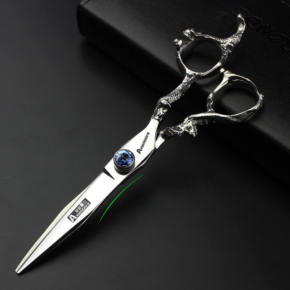 6/7/7.5/8/9 inch scissors silver professional hairdresser hair cut and trim diluted sharp 440C steel (6-inch flat shear)