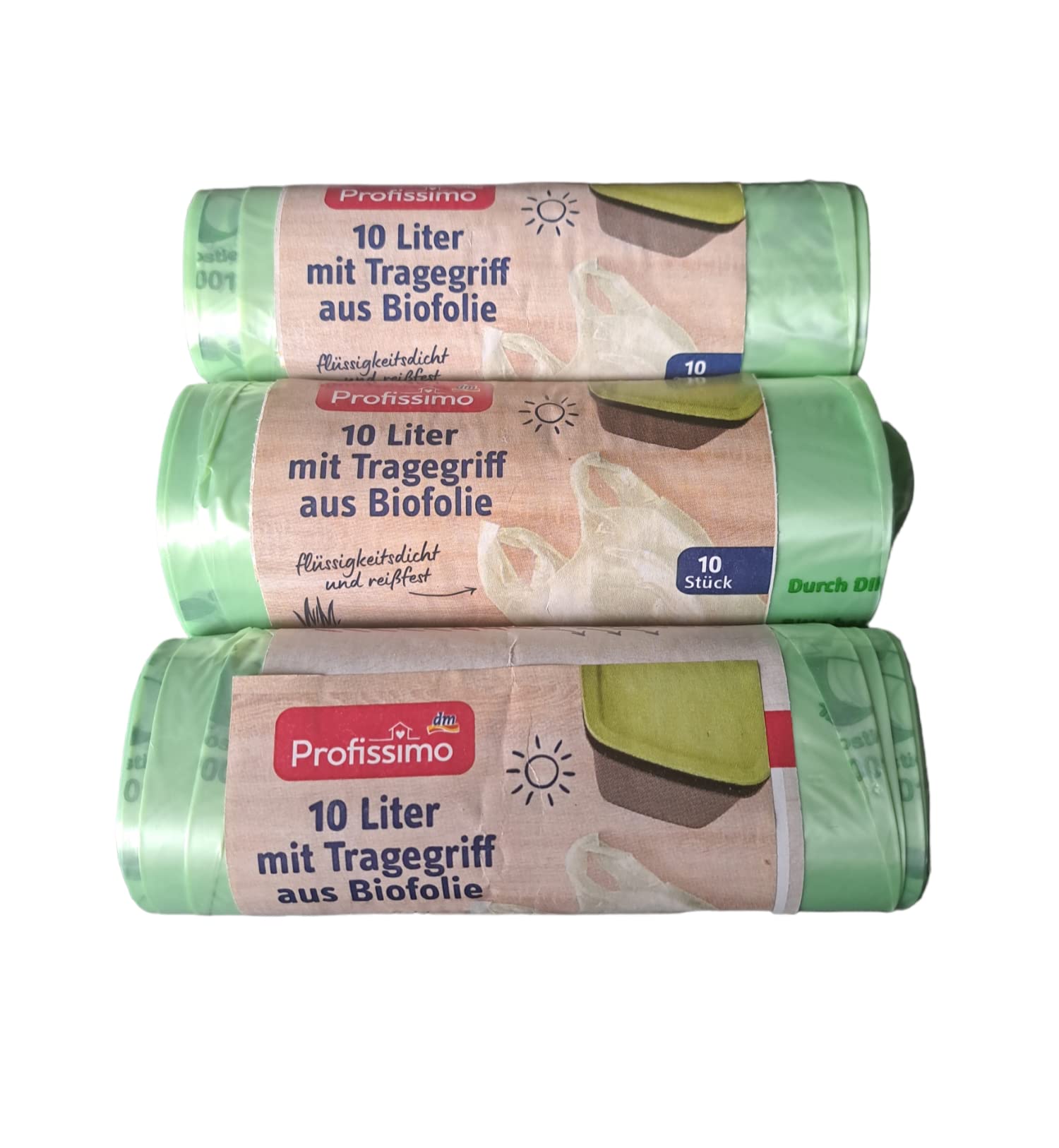Profissimo 3 Rolls 10 L Organic Bin Liners with Carry Handle