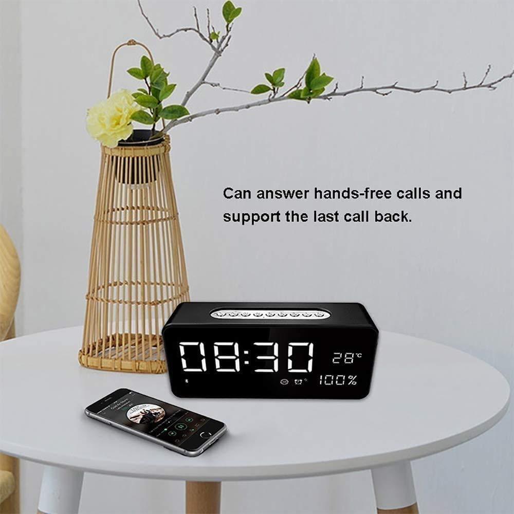 Sveglia digitale, orologio elettronico a LED, con porta caricatore USB, display temperatura e umidità, 4 livelli di luminosità, for camere da letto casa, ufficio - Nero
