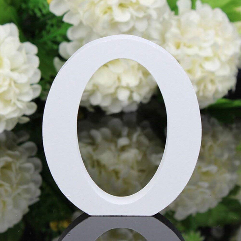 Freeas 8 cm White Wooden Letters for Crafts and Wall Decor(O)