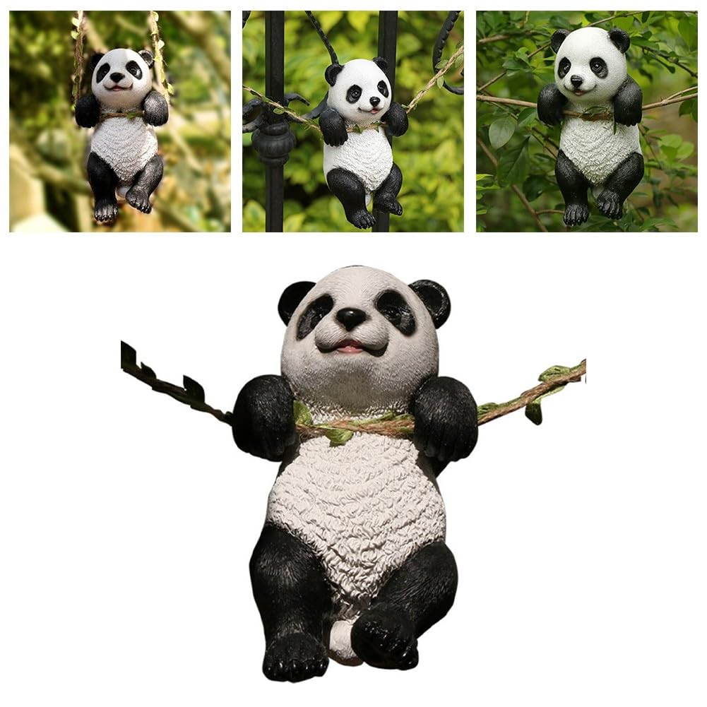 Risveglio Resin Panda Swing Ornament, 17cm Outdoor Garden Decoration Pendant, Weatherproof Hanging Figurine Patio Tree Balcony Decor