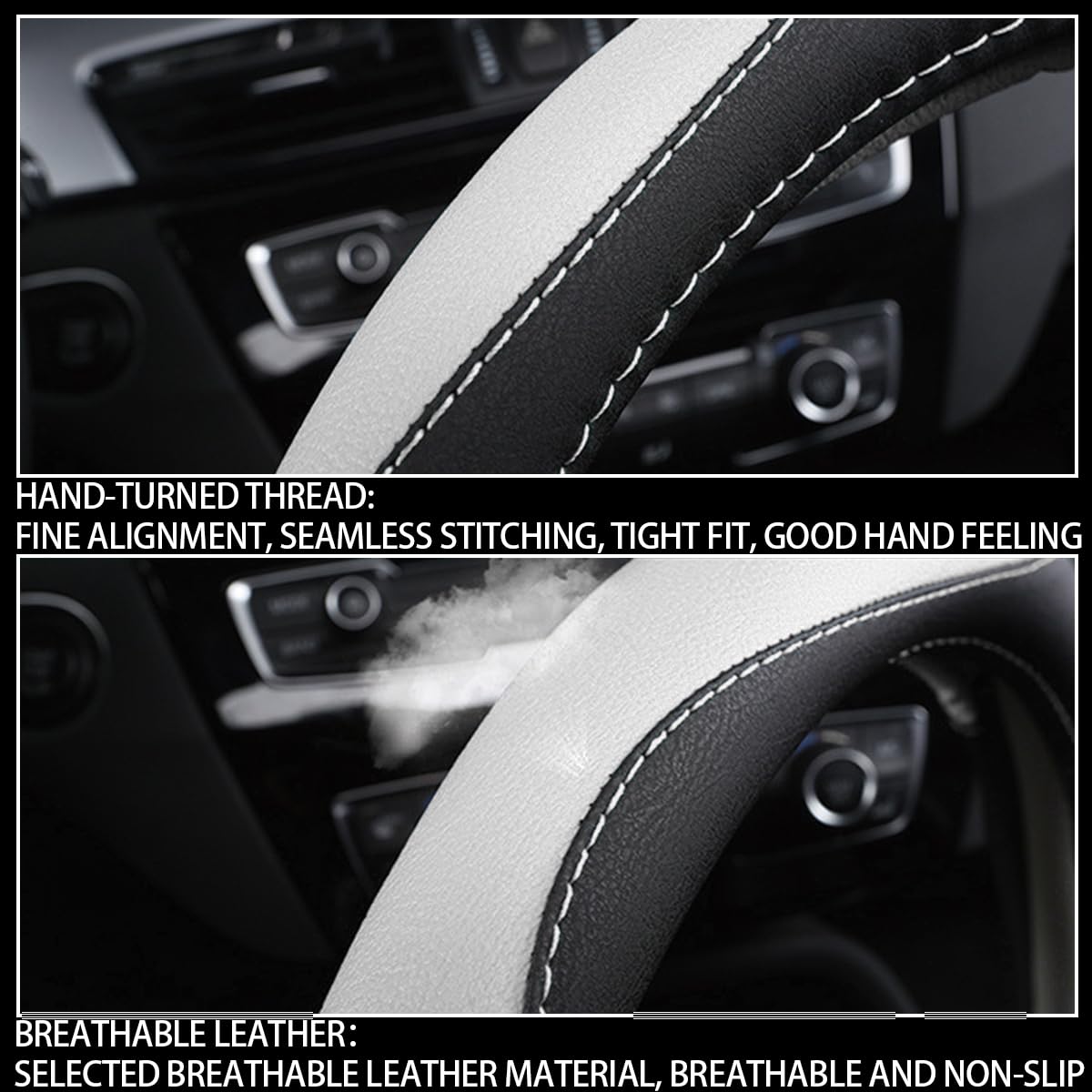 Coprivolante Auto In Pelle Microfibra JNNJ - Antiscivolo, Traspirante, Universale (Nero) - Foto 4