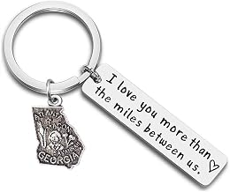JJTZX I Love You More Than The Miles Between Us Long Distance Relationship State Map Keychain Going Away Gift Travel Gift