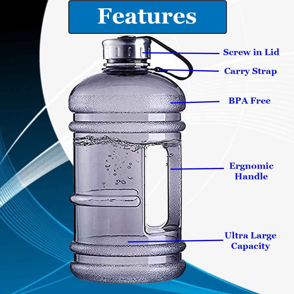 Large 2.2L Water Bottle - Leakproof & BPA Free -3 Large 2.2L Water Bottle - Leakproof & BPA Free -3