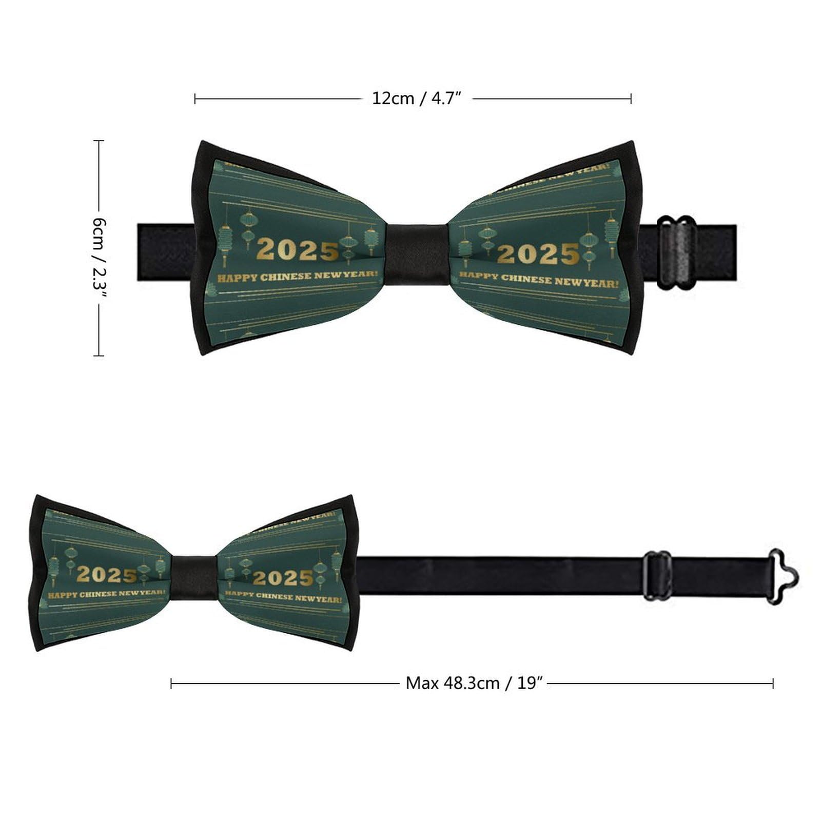 JYYAU Year Of The Snake 2025 Happy Chinese New Year 2025 Bow Tie Adjustable Necktie For Men Business Fashion Pre-tied Tie Neckwear Novelty Accessory For Weddings Party Festival