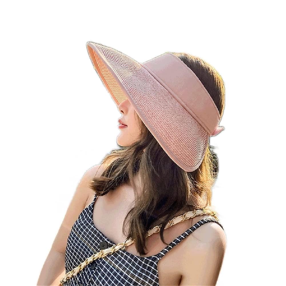 Sombreros de Sol para Mujer, Gorra de Verano, Sombrero de Paja, Visera, Informal, de ala Ancha, Flexible, Plegable, para Viajes, Vacaciones y Playa (c Mcode)