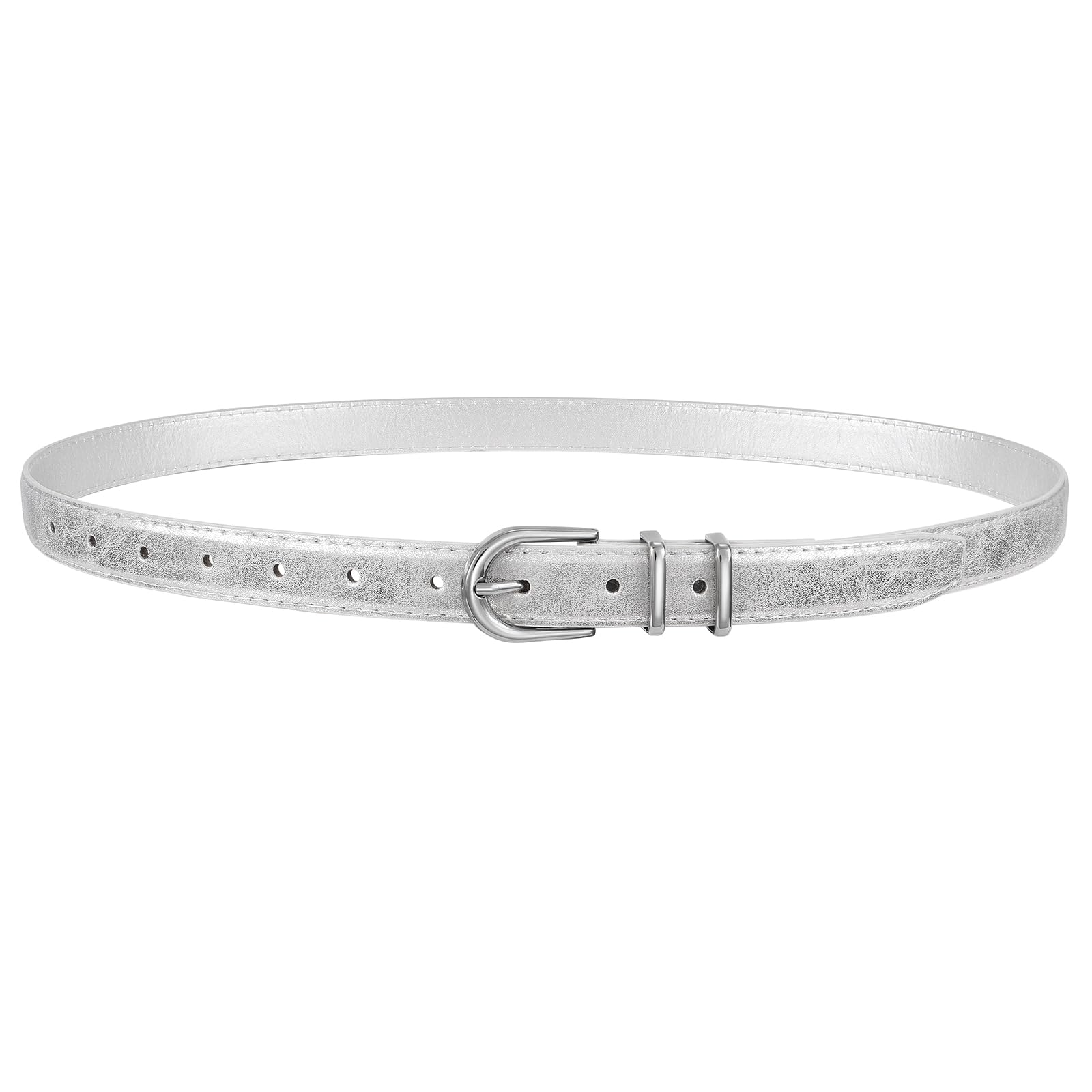 JASGOOD Women Skinny Leather Belt for Jeans Pants Fashion Ladies Thin Belt for Dress with Gold Single Prong Buckle
