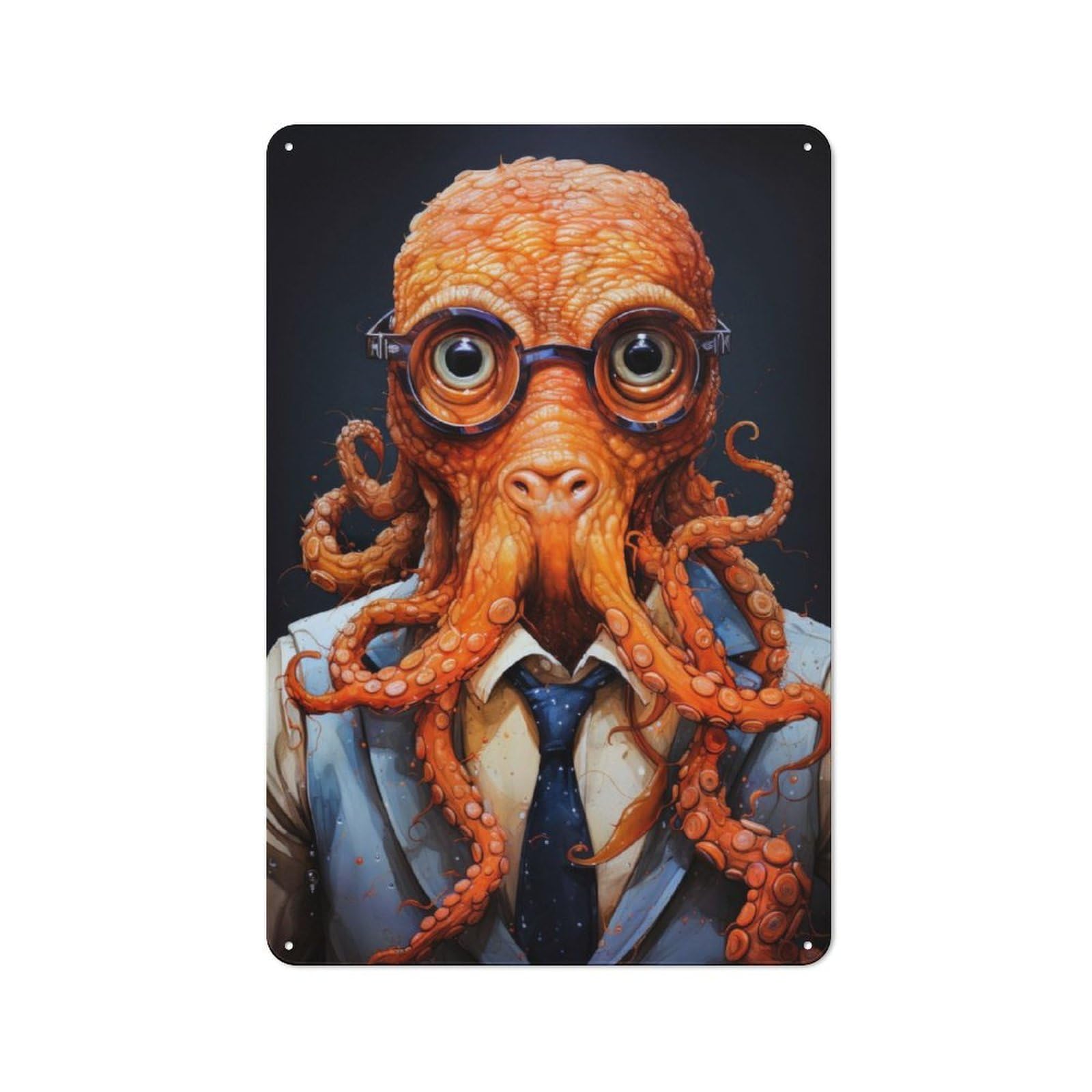 Vintage Animal Octopus Decorative Metal Plaque 30x20cm, Garden Room Wall Plaque for Shed, Garden Room, Porch Or Garage