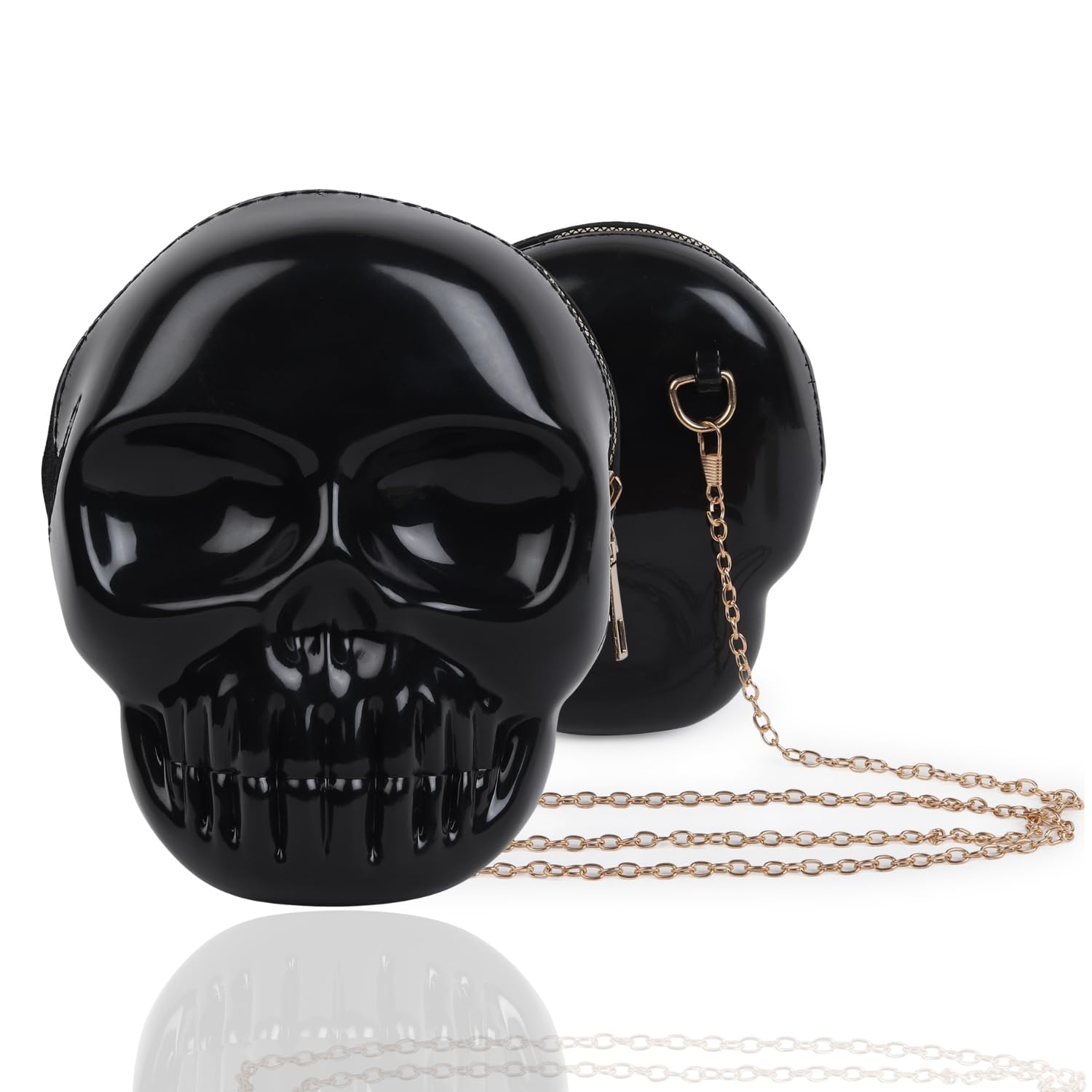 Women Skull Clutch Purse Black | Premium Resin Party Sling Bag with Chain Strap for Women & Girls-image-37