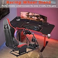 Vista 5 de Marada Racing Simulator Cockpit,Tilt-Adjustable Steering Wheel Stand with Red Seat fit Logitech G25 G27 G29 G920 Thrustmaster T300RS T150 PS4 Xbox