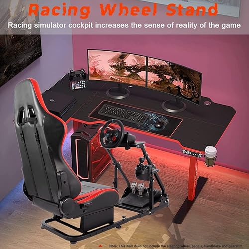 Miniatura 5 de Marada Racing Simulator Cockpit,Tilt-Adjustable Steering Wheel Stand with Red Seat fit Logitech G25 G27 G29 G920 Thrustmaster T300RS T150 PS4 Xbox
