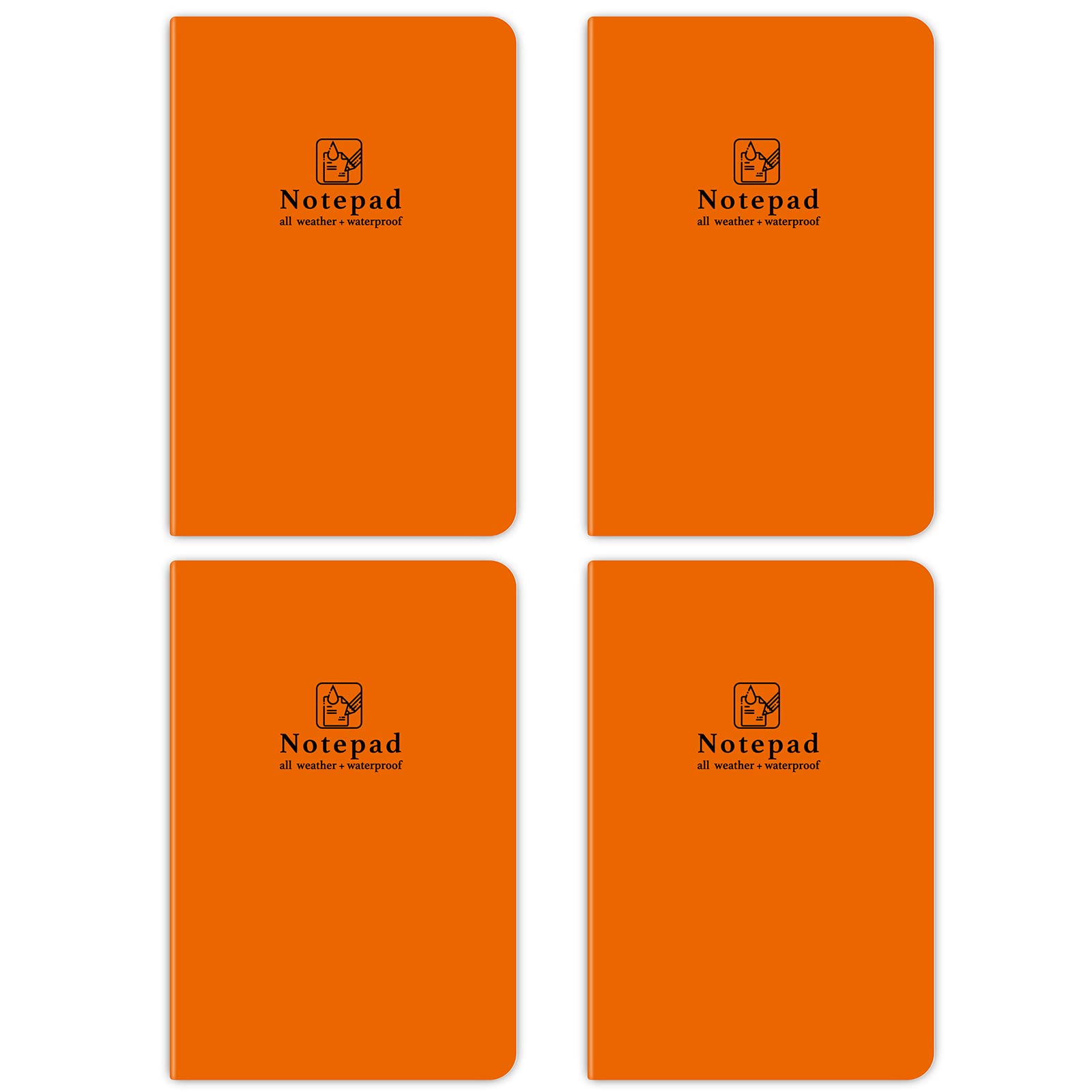 BIYAMI Allwetter-Notizblock, 13,5 x 9,1 cm, wasserdicht, reißfest, Notizbuch, Taschengröße, Feldblock für Outdoor-Aktivitäten, 24 Blatt (48 Seiten) pro Packung, 4 Stück
