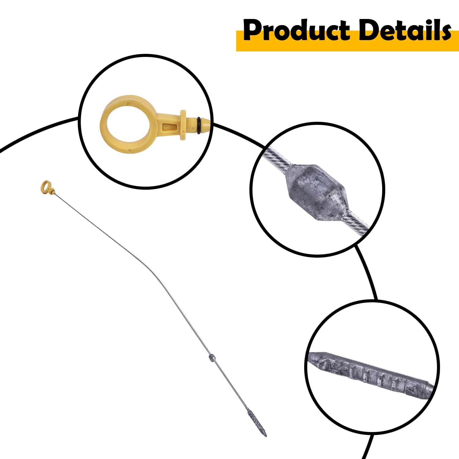 97287502 Engine Oil Dipstick Compatible with 2001-2007 Chevrolet Silverado 2500HD/3500, GMC Sierra 2500HD/3500, Yukon XL, V8 6.6L Duramax Diesel, 921-046 Replacement