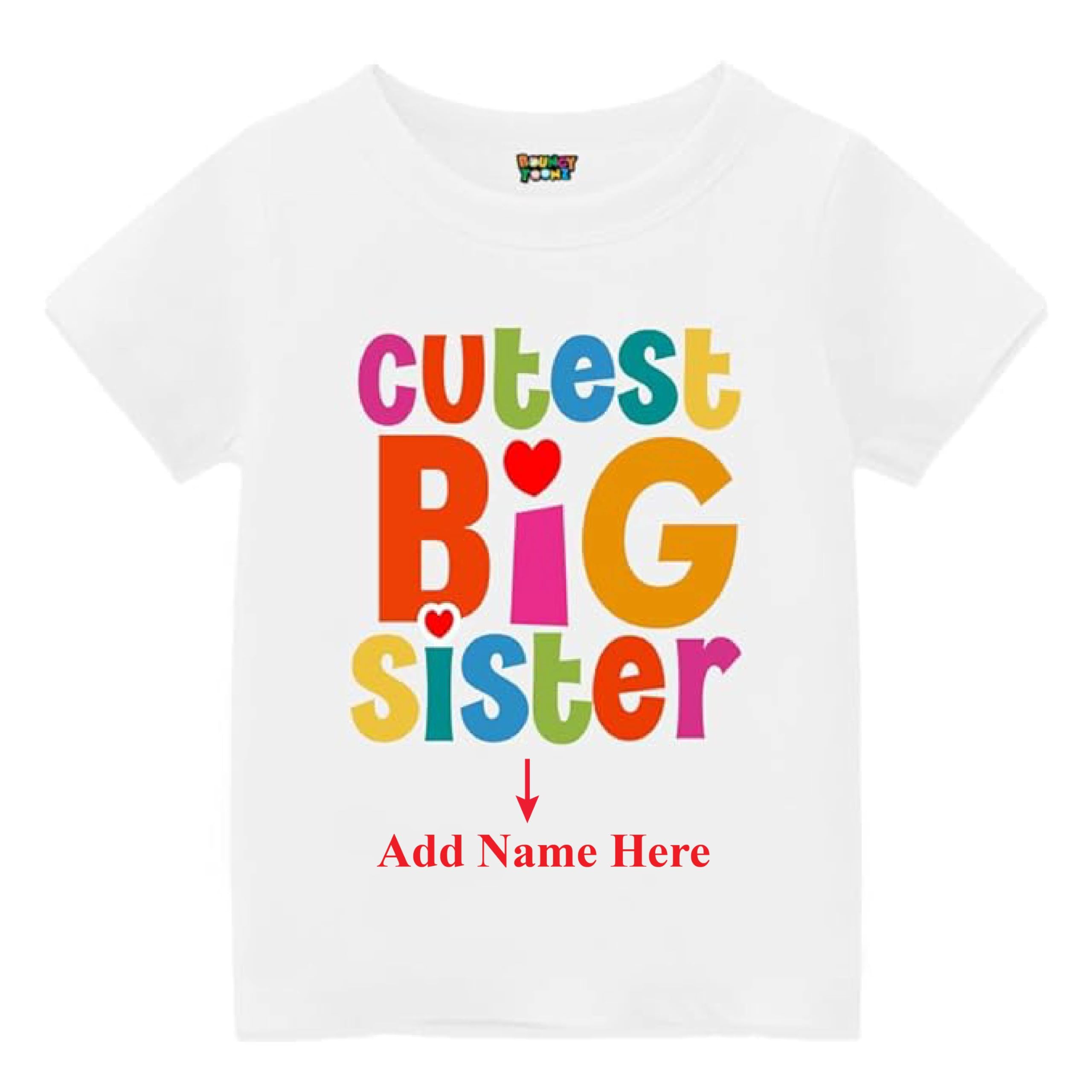 Bouncy ToonzBig Sister T Shirts for Girls Promoted Announcement 100% Cotton Round Neck(bigsis-Shark)