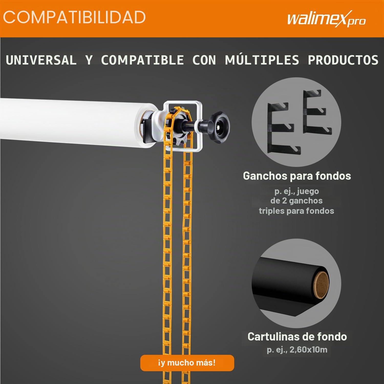 Walimex Fondo expan + Cadena y Peso, Naranja