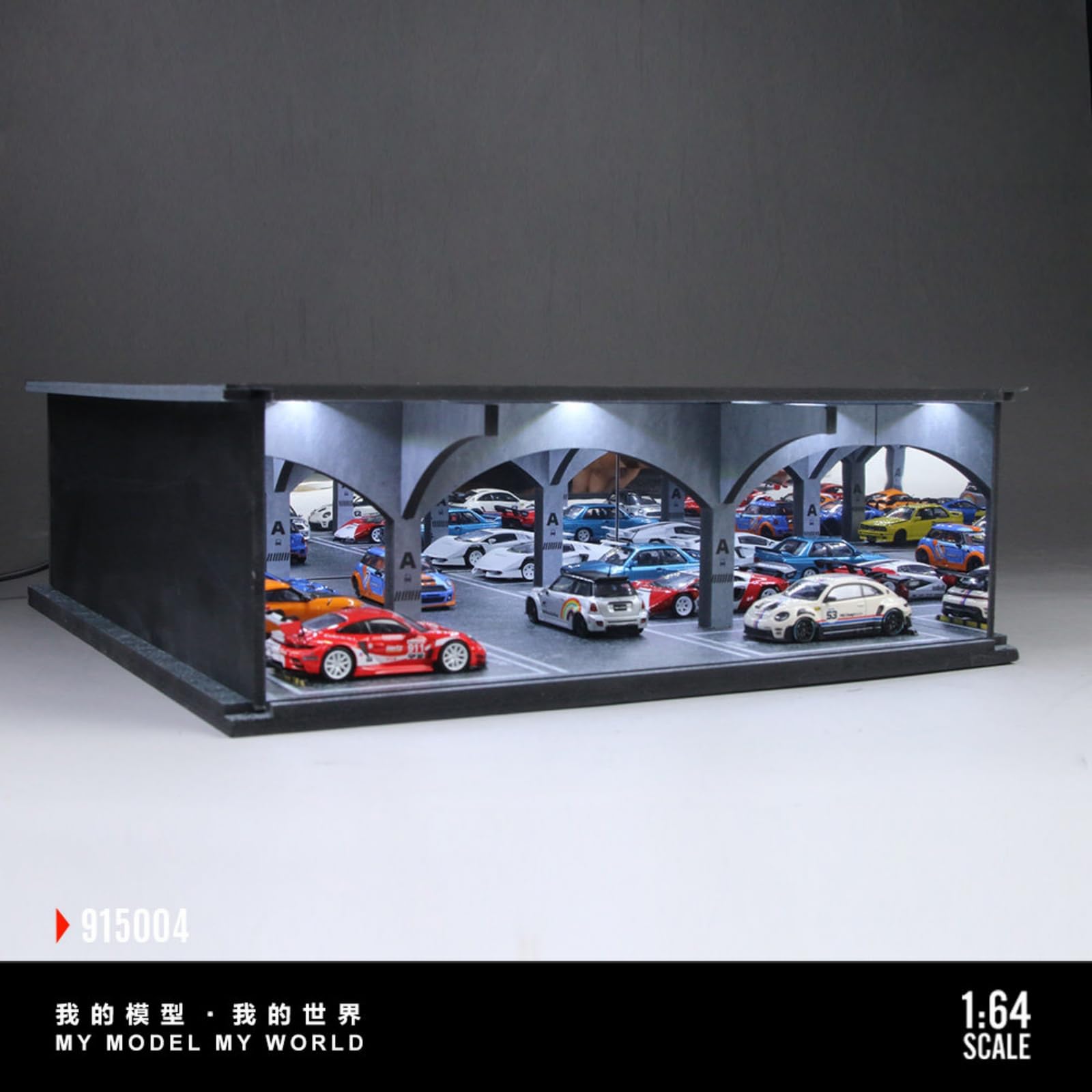 Modèle de garage diorama 1:64, éclairage LED extensible, modèle de parking souterrain extensible, modèle de vitrine de scène Diecast, modèle de bâtiment d'atelier