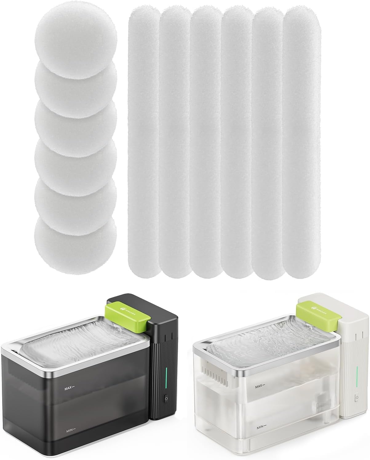 Amicura A3 Lite - Confezione da 6 filtri in tessuto non tessuto, filtro a doppio strato contro capelli e sporco, compatibile con fontane per gatti, colore: Nero/Bianco