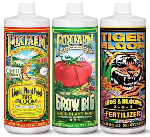 FoxFarm Fertilizer Soil Trio Liquid Nutrient: Tiger Bloom, Grow Big, Big Bloom Quart Bottles - (Pack...