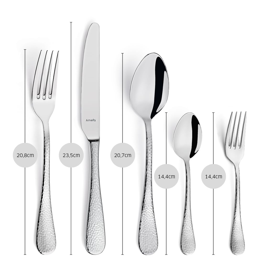 AMEFA Sierra - Cubertería (30 piezas, para 6 personas, con diseño de martillo)