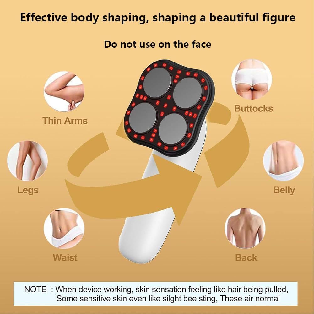 Appareil Anti-Cellulite sans Fil 4-en-1 avec Fonction Raffermissante et Sculpteur Corporel pour Ventre, Taille, Bras, Fessier et Jambes