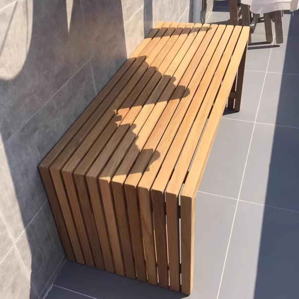 Patio Benches for Outdoors Outdoor Bench Solid Wood Park Chair Courtyard Balcony Teak Bathroom Sauna Shoe Changing Garden Benches for Outdoors