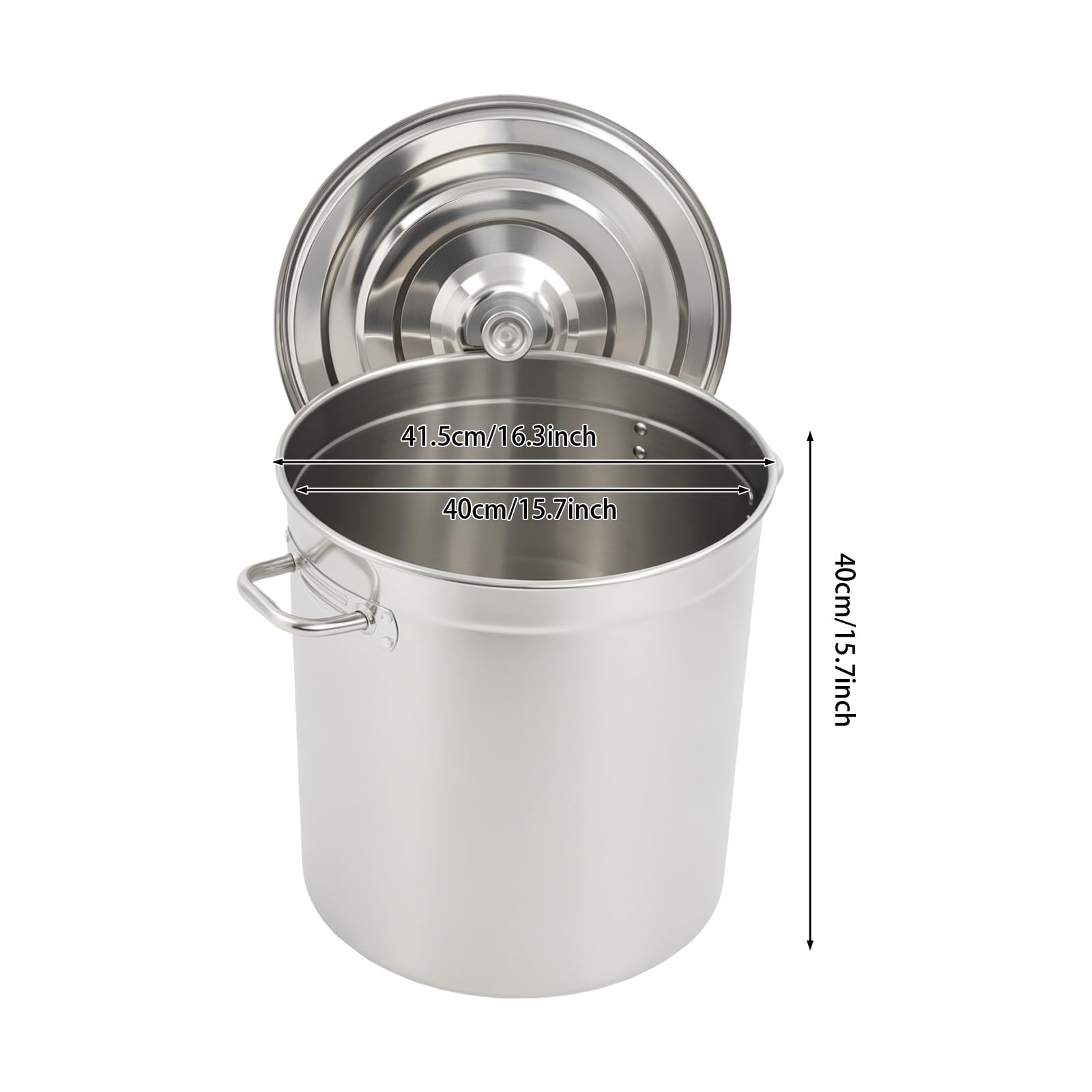 Contenitore termico per il trasporto, secchio in acciaio inox da 50 l, con coperchio, secchio da cucina per cucina, industria, gastronomia e casa