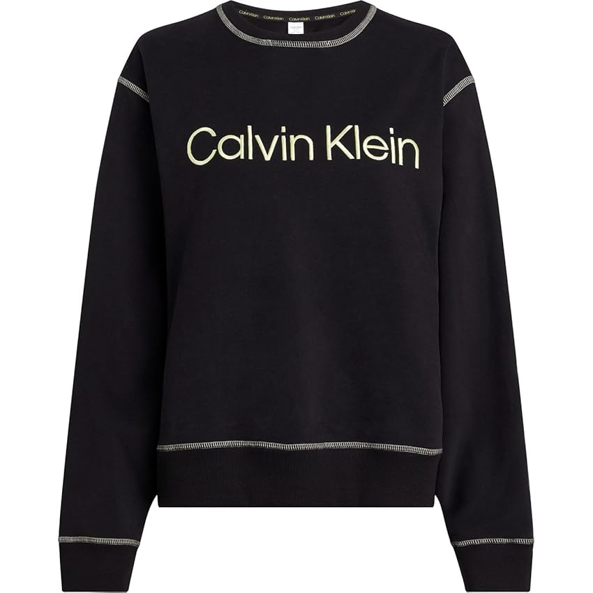 Immagine del prodotto Calvin Klein L/S Felpa Pullover, Black/Sunny Lime, M Donna