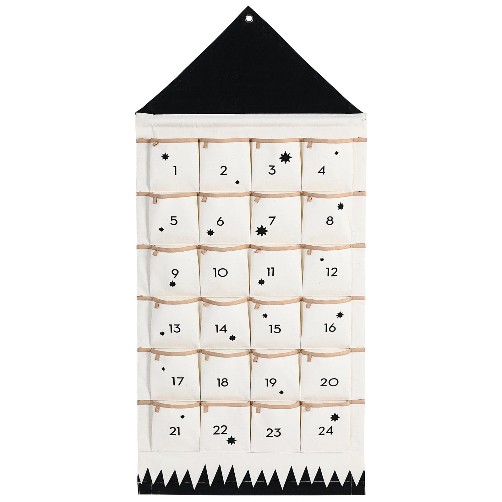 Weihnachts Adventskalender Aufbewahrungstasche aus Stoff 24 Taschen Hängender Wandschmuck Organizer für Kinderzimmer und Weihnachtsdeko