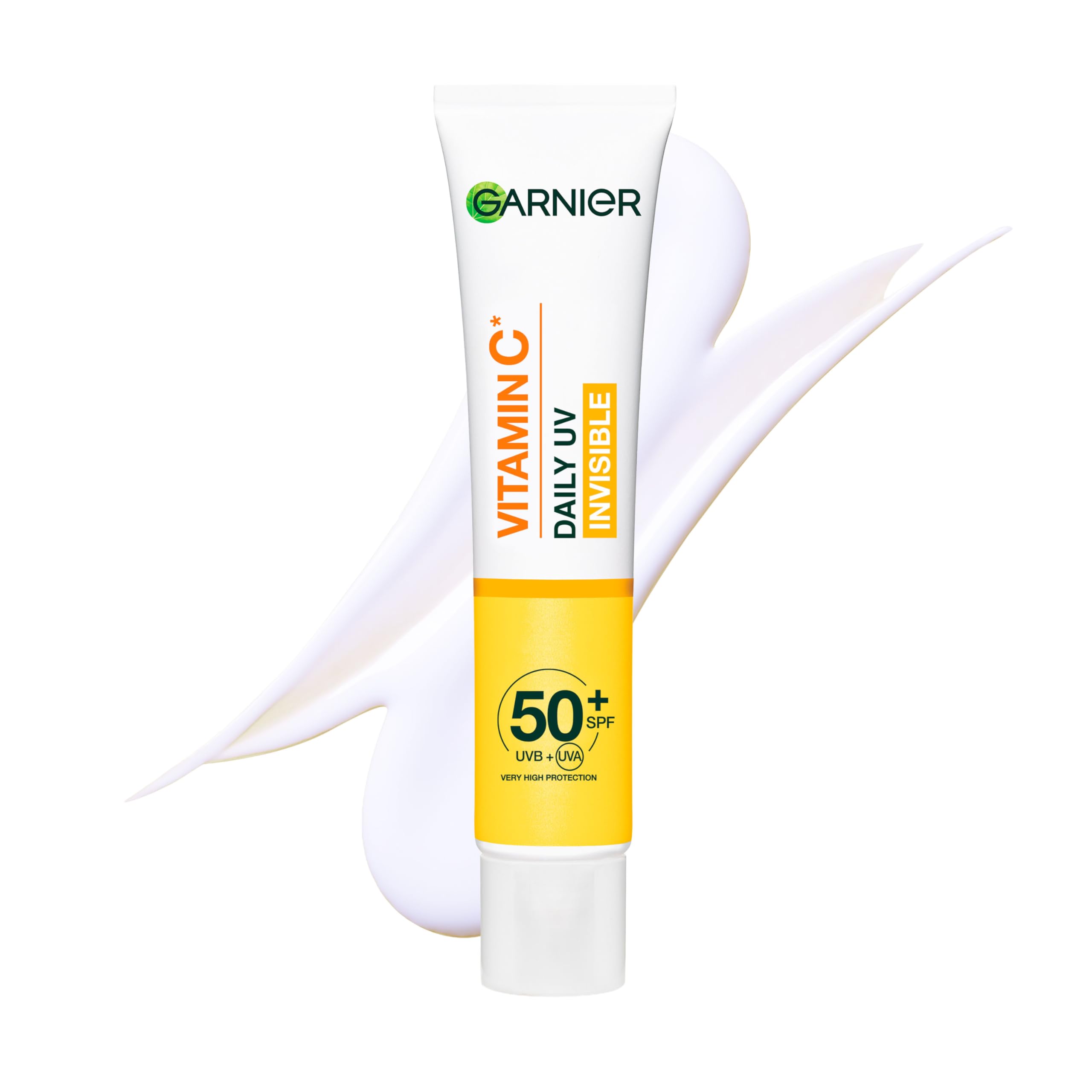 Garnier Vitamin C Daily UV, Invisible Brightening Fluid, SPF50+, Prevents + Corrects Sun Damages, Face & Neck, For all skin types, Cruelty Free, Vegan, 40ml