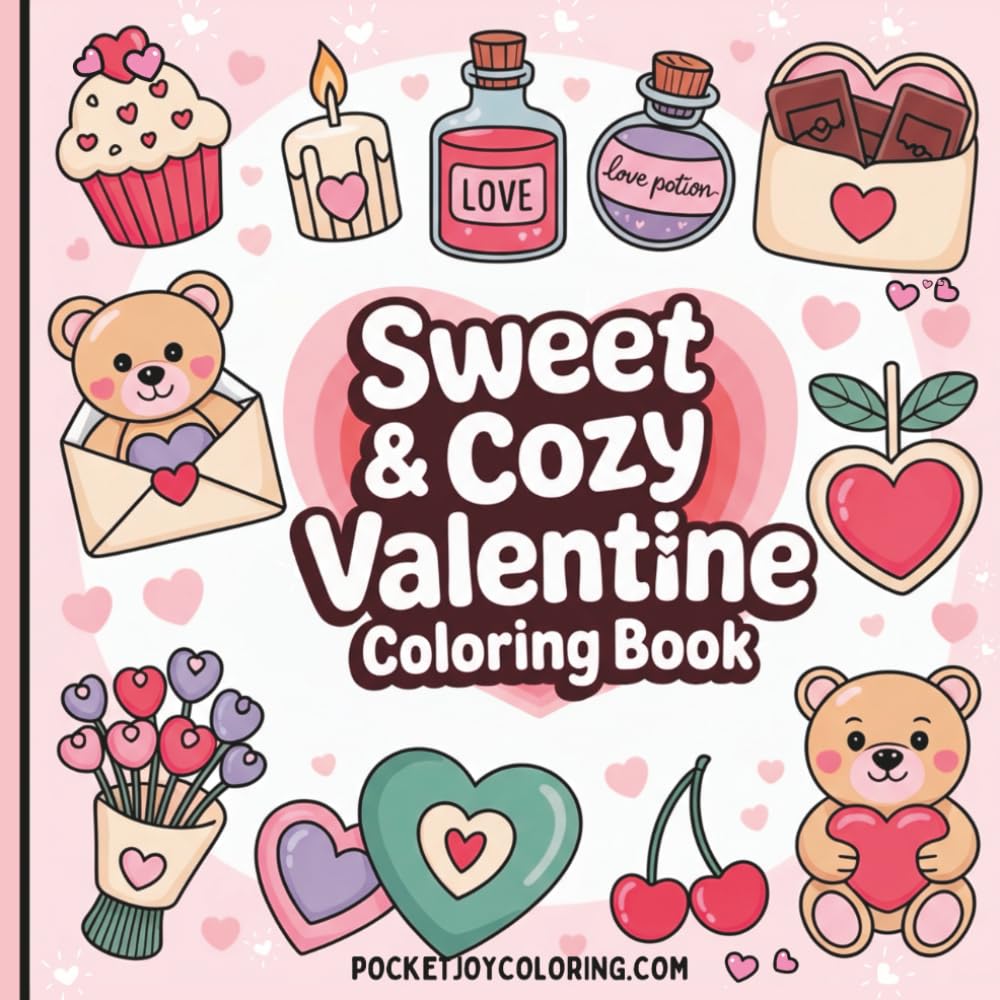 Sweet & Cozy Valentine’s Day Coloring Book: Bold and Easy Designs for Stress Relief | Simple, Cute Pages for Adults & Teens (Pocket Joy Bold and Easy)
