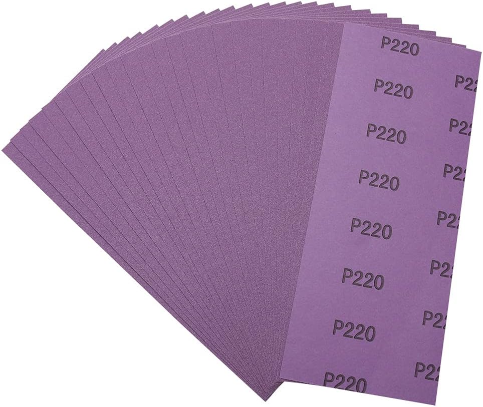 Sandpaper 220 Grit,Wet Dry Sanding Sheets,High Performance Ceramic Abrasive Sand Paper for Wood Furniture Finishing,Metal Grinding,Automotive Polishing,9 x 3.6 Inch,Purple,25-Pack: Tools & Home Improvement