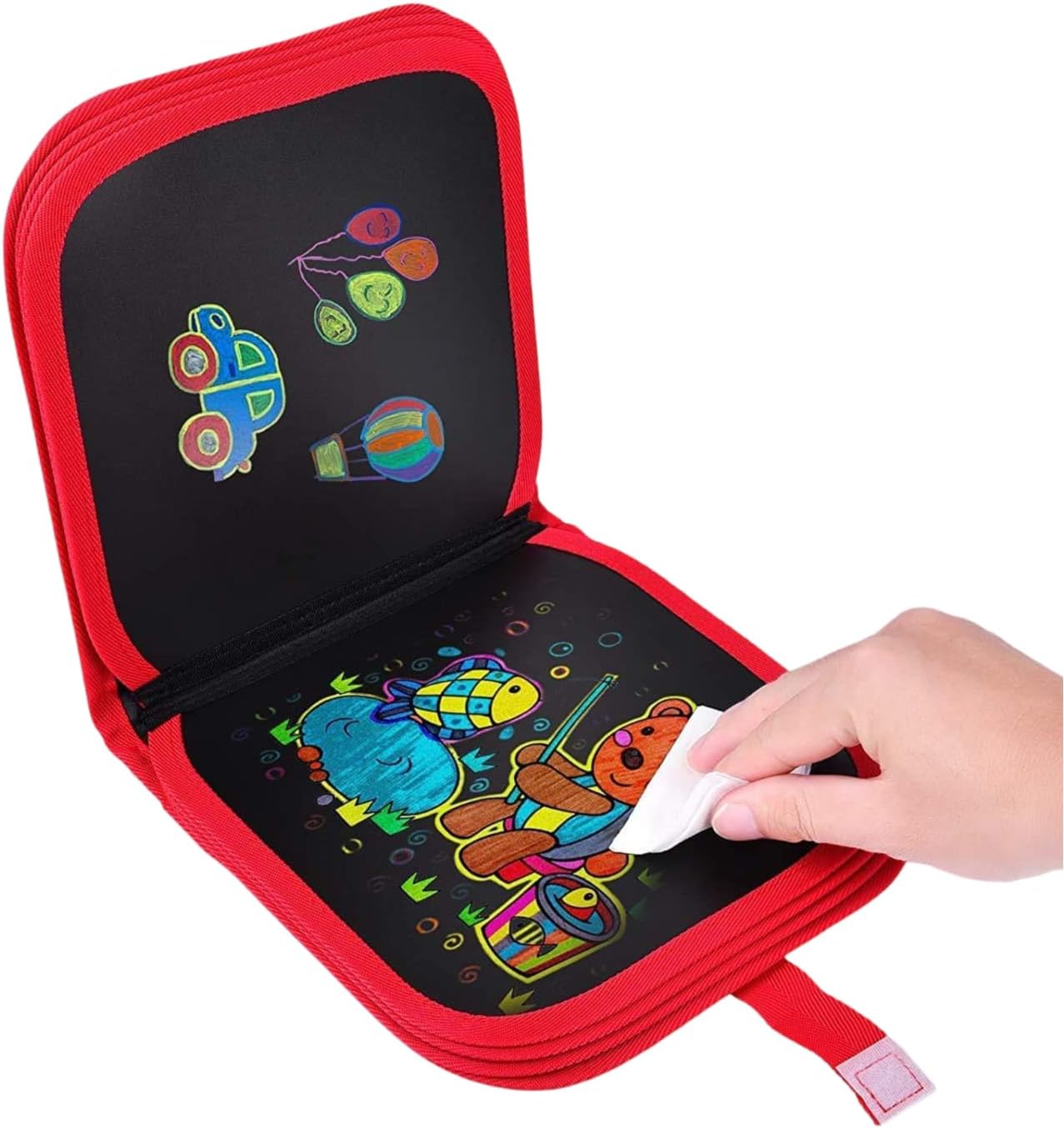 Browseware Creative Kids Erasable Doodle Book | Reusable Drawing Pad with Watercolour Pens | Portable Art Toy for Travel & Activity Fun (6 Pages)