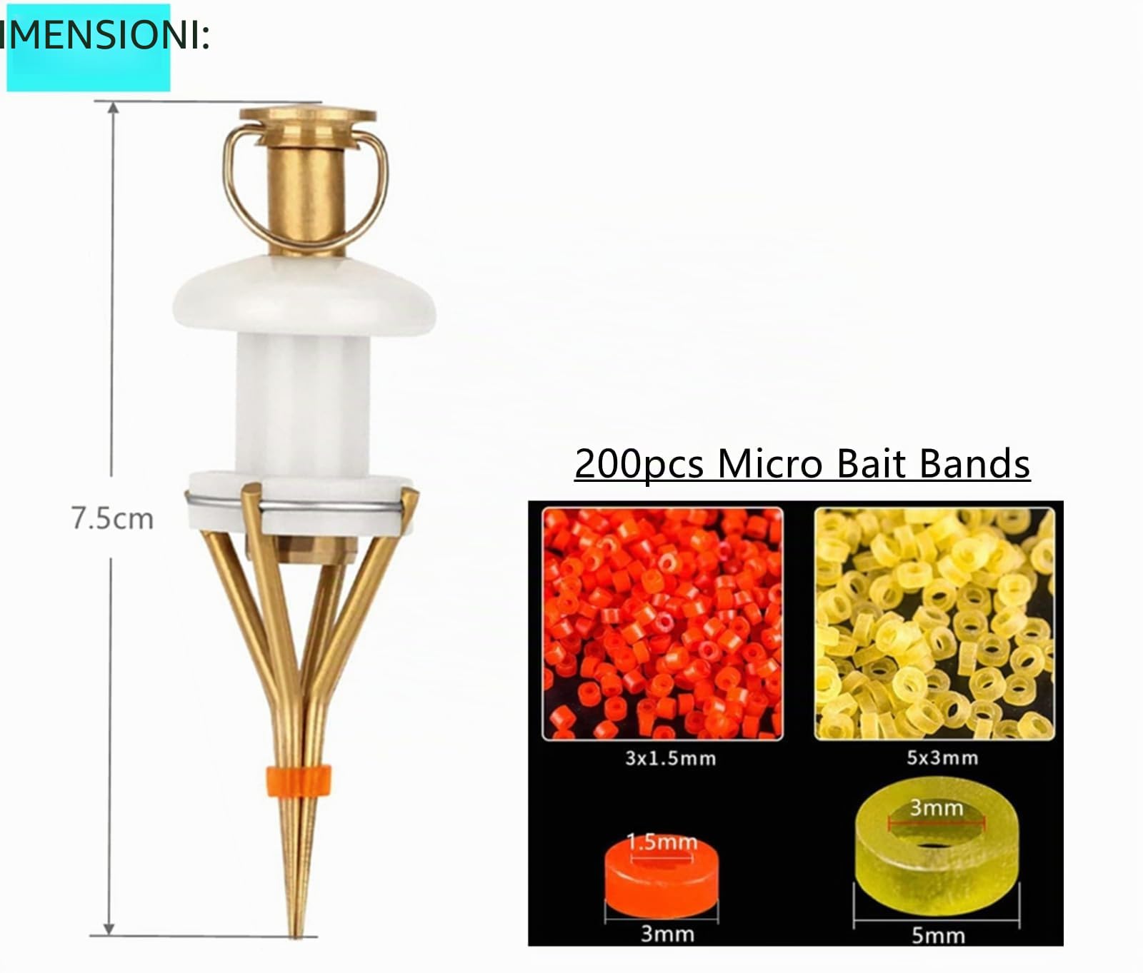 Milepet, esca per pesca alla carpa, strumento per utilizzo elastici, con 200 elastici