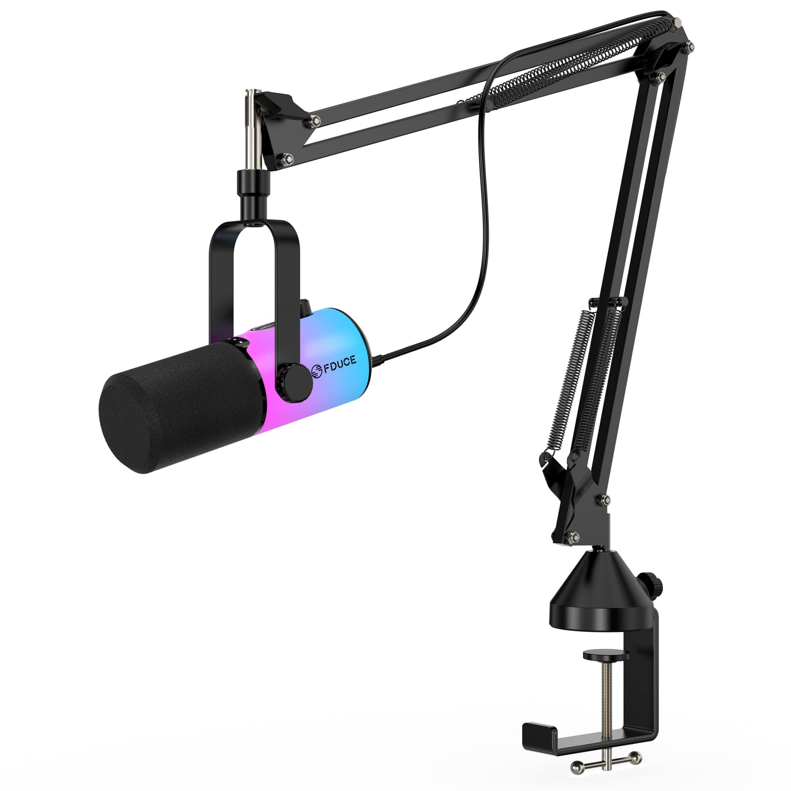 FDUCE Dynamic USB/XLR Gaming Microphone for Podcast & PC Streaming, Vocal Mic with RGB Light, Mute & Gain Control