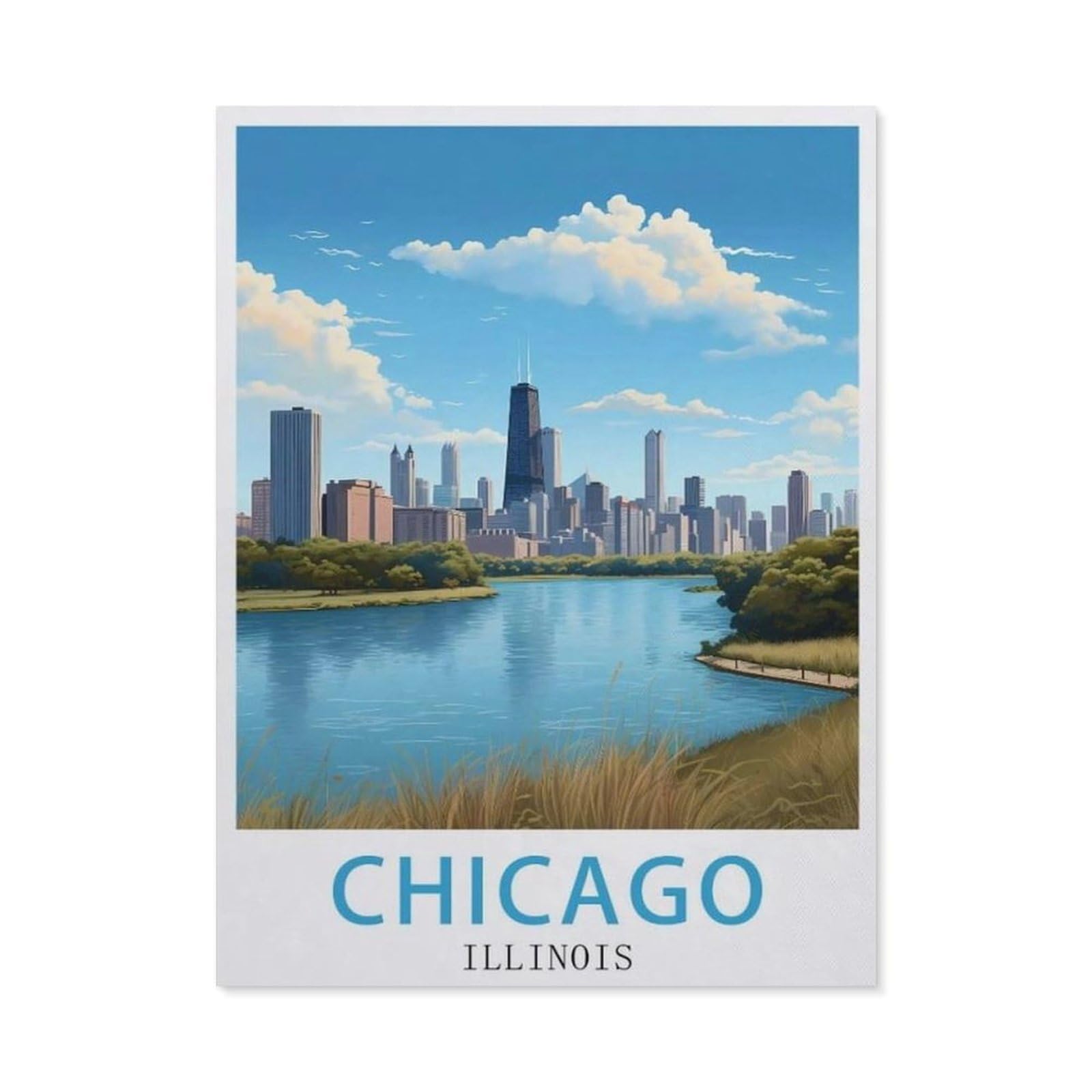Chicago Illinois，Puzzle 1000 Pieces Of paper Puzzles Suitable For Adults Children Families Stress Relief Puzzle Games（50x70cm）-BA32