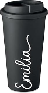 GPG Personalised Black Double walled Tumbler | double walled plastic tumblers | coffee cup water bottle drinks (Font N)