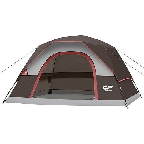 CAMPROS CP Tents for Camping 4 Person Tent Waterproof Windproof Double Layer Camping Tent, Easy Setup Dome Tent with Large Mesh Windows & Wider Door for Outdoor Camping & Hiking
