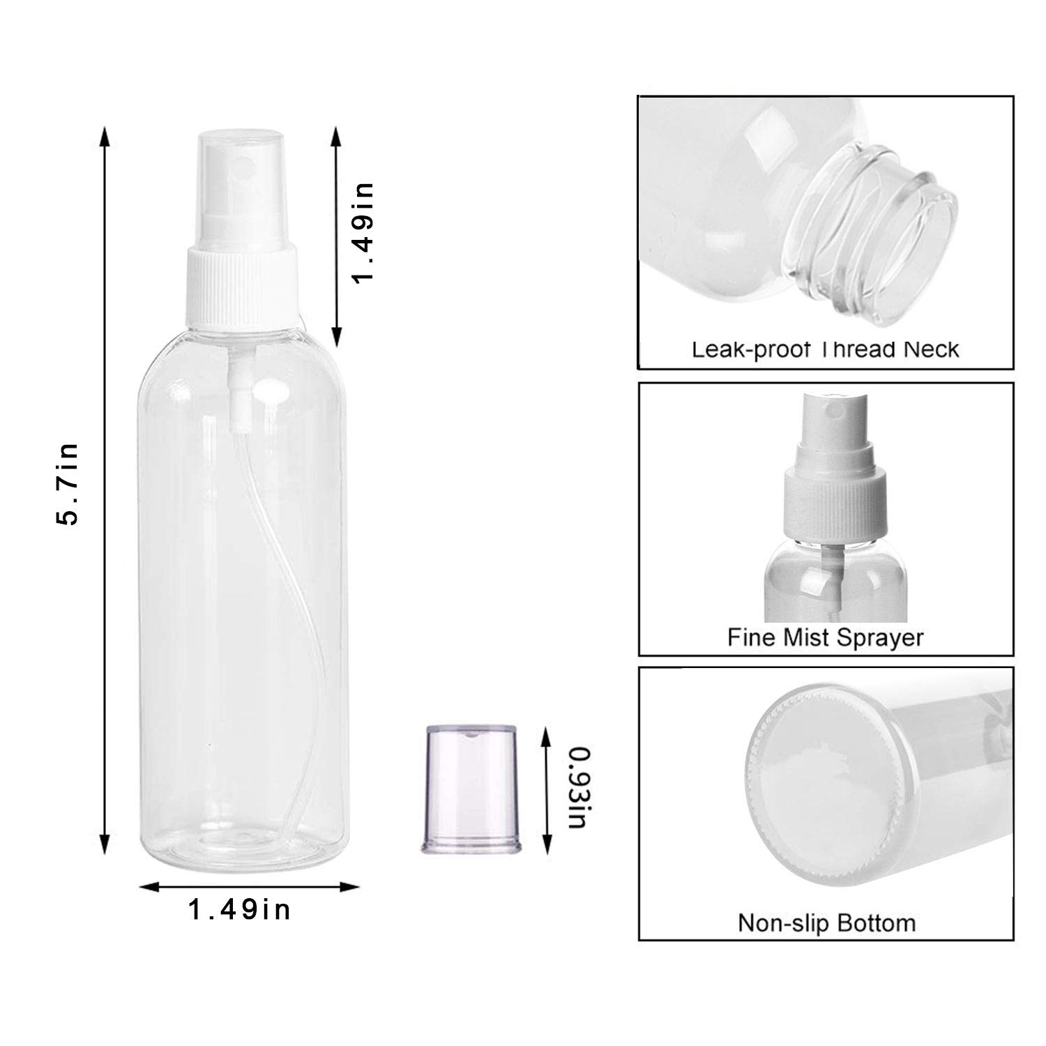 Small Spray Bottle,3.4 oz Mini Spray Bottles 100ml Little Empty Plastic Travel Size Spray Bottles with Fine Mist, Refillable Liquid Containers with Labels (4 Pack)