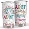 SANDJEST Aunt Tumbler 20oz Best Aunt Ever Cup Gift Stainless Steel Insulated Tumblers Coffee Travel Mug Auntie Cup Aunts Gift for Birthday Christmas