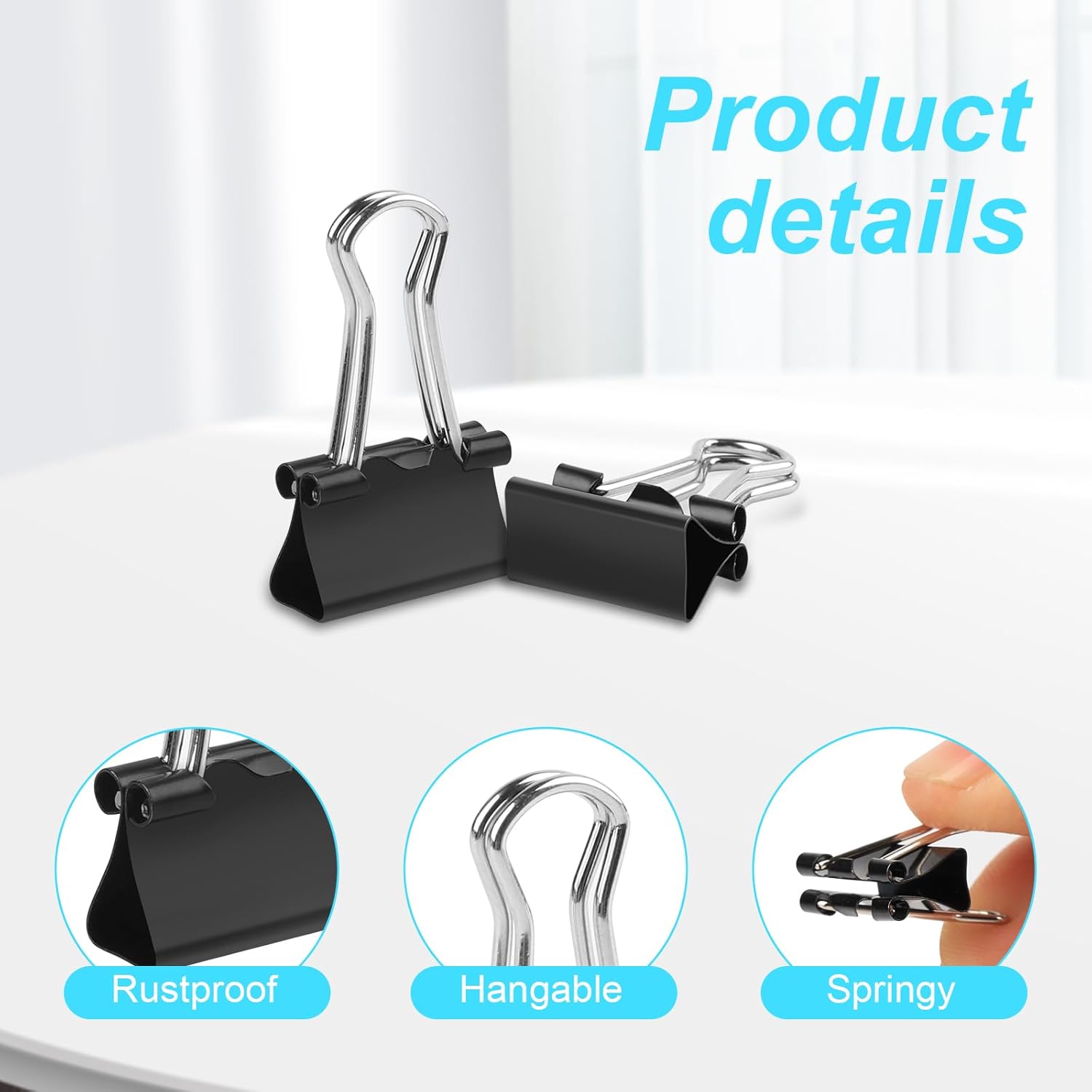 Ufmarine 120 Pcs Mini Binder Clips, Small Binder Clips Black, 15mm Paper Clips for Office Mini 120