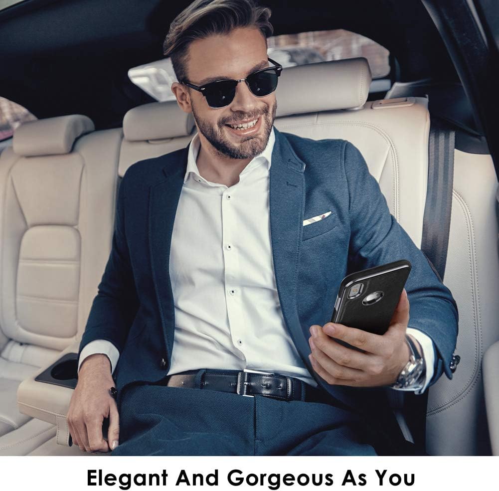LOHASIC iPhone Xs Case, iPhone X Case Thin Slim Leather Luxury PU Soft Hybrid Bumper Defender Non-Slip Grip Shockproof Full Body Protective Phone Cover Cases for Apple iPhone X 10 Xs 5.8 inch - Black
