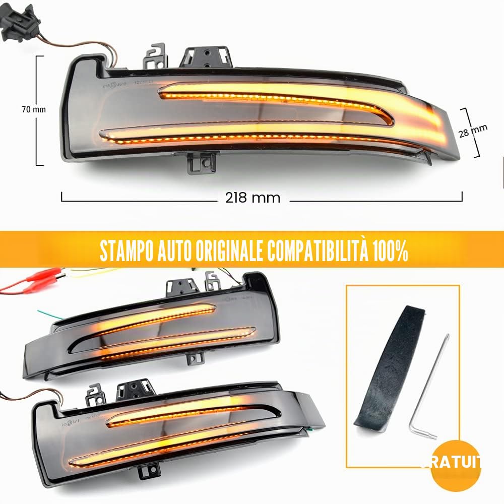 2 pezzi Indicatore di direzione per specchietto retrovisore, a LED, Compatibile con C/E/S/Cla/Gla/Cls Classe W176 W204 W246 C216 C117 C218