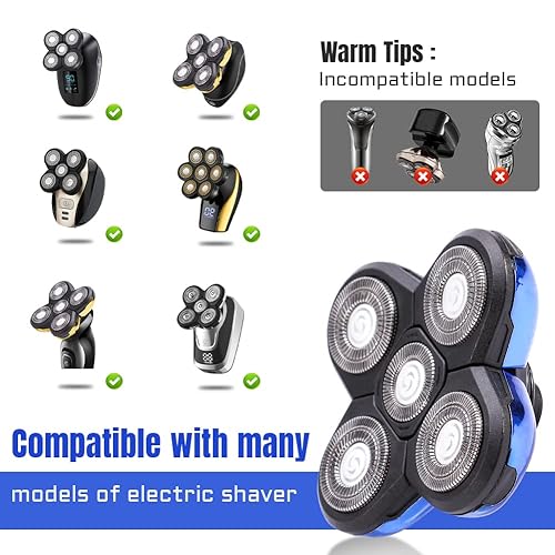 Miniatura 3 de Cabezales de cuchilla de afeitar, 5 cabezales, cuchilla de repuesto para cortador de barba, fácil de instalar, cabezal de afeitadora eléctrica para
