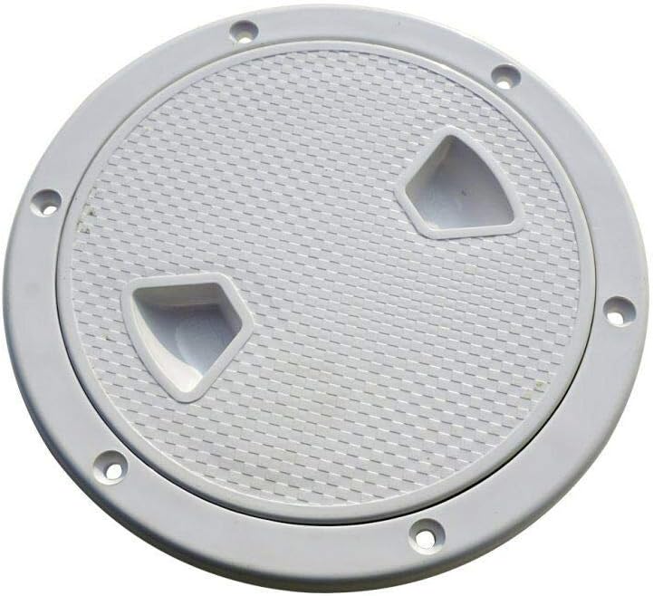 ISURE MARINE 6''Marine White Circular Non Slip Inspection Deck Plate Hatch w/Detachable Cover for Access Boat RV
