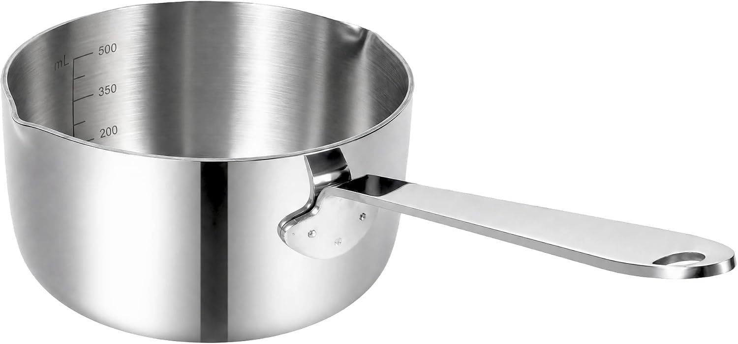 Stainless Steel Butter Warmer Pot Small Milk Coffee Sauce Pan 0.5 Quart